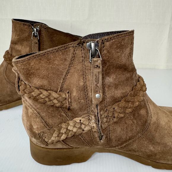 TEVA Delavina Suede Ankle Boot Women's 9 Bootie Brown Hippie Boho Biker Festival - Picture 8 of 11